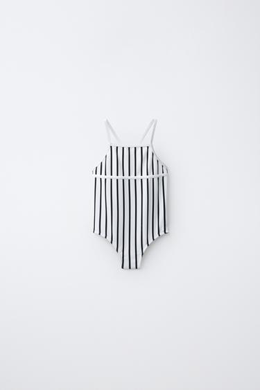 2-6 YEARS / STRIPED TEXTURED SWIMSUIT - Ecru / Black by Zara