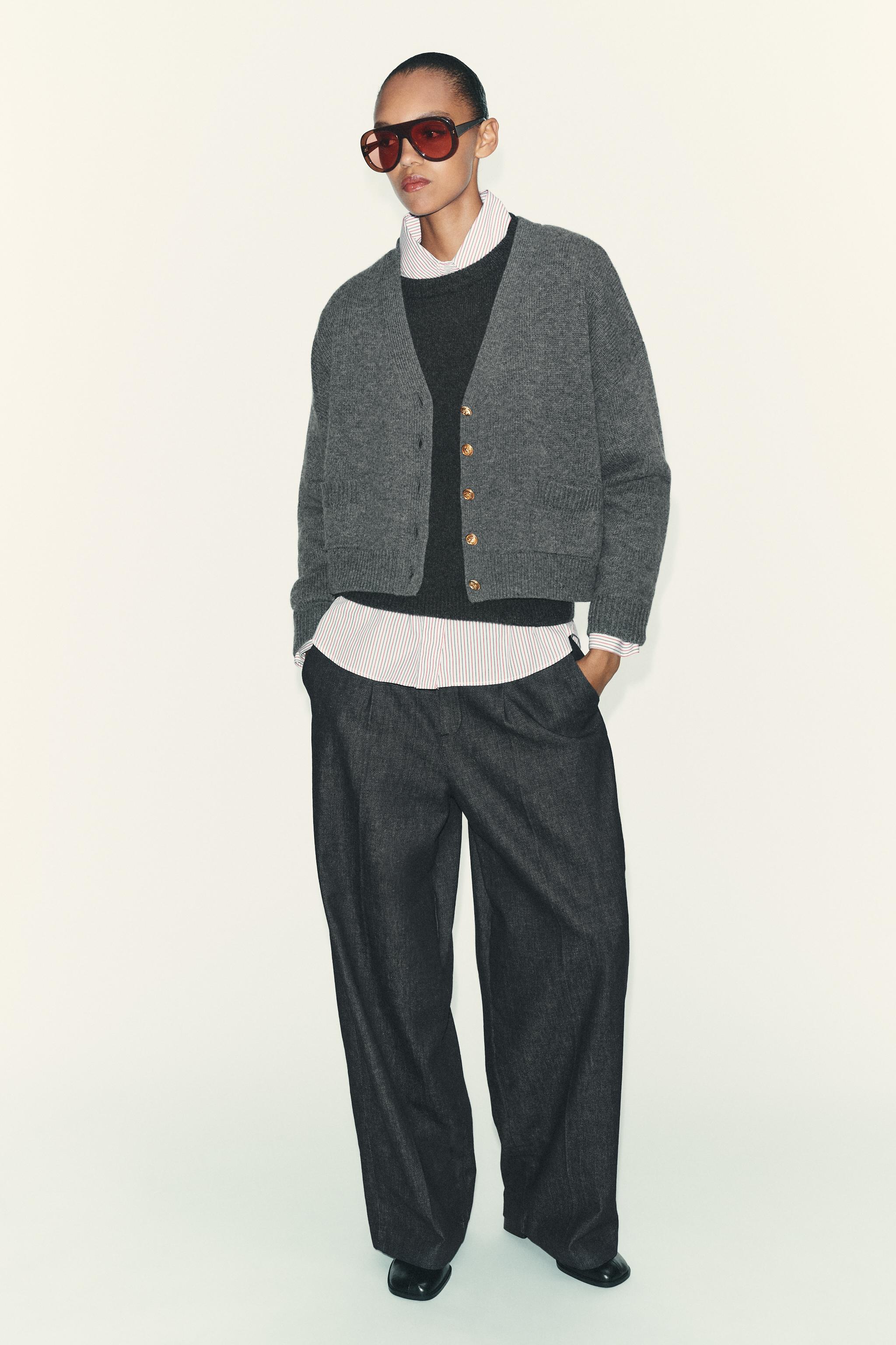 100%ウール製ゴールドボタン ジャケット - ダークグレー | ZARA