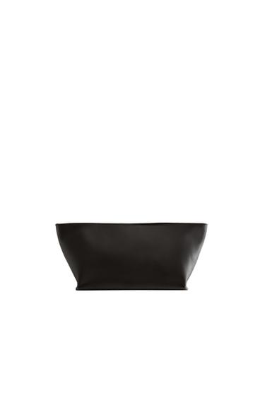 LEATHER WASH BAG - Chocolate Brown by Zara