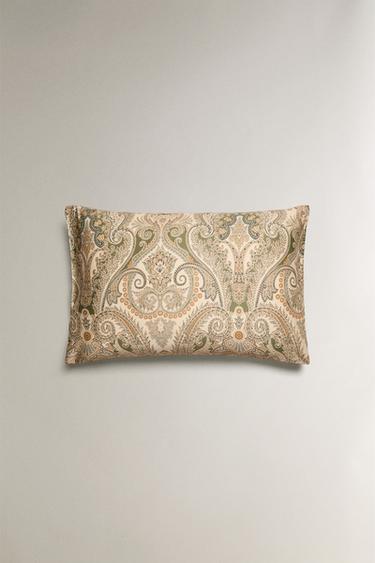 TAIE D’OREILLER COTON SATIN PAISLEY (300 FILS) - Vert de Zara - Image 3