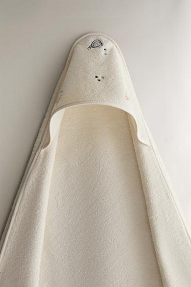 BALLOONS HOODED BABY TOWEL - Light beige by Zara - Image 0