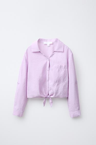 KNOTTED FLOWING SHIRT - Light mauve by Zara - Image 1