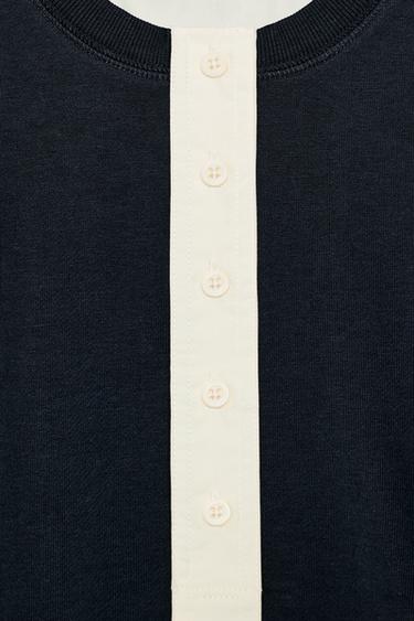 SWEAT CROP COL BOULANGER - Bleu / Blanc de Zara - Image 7