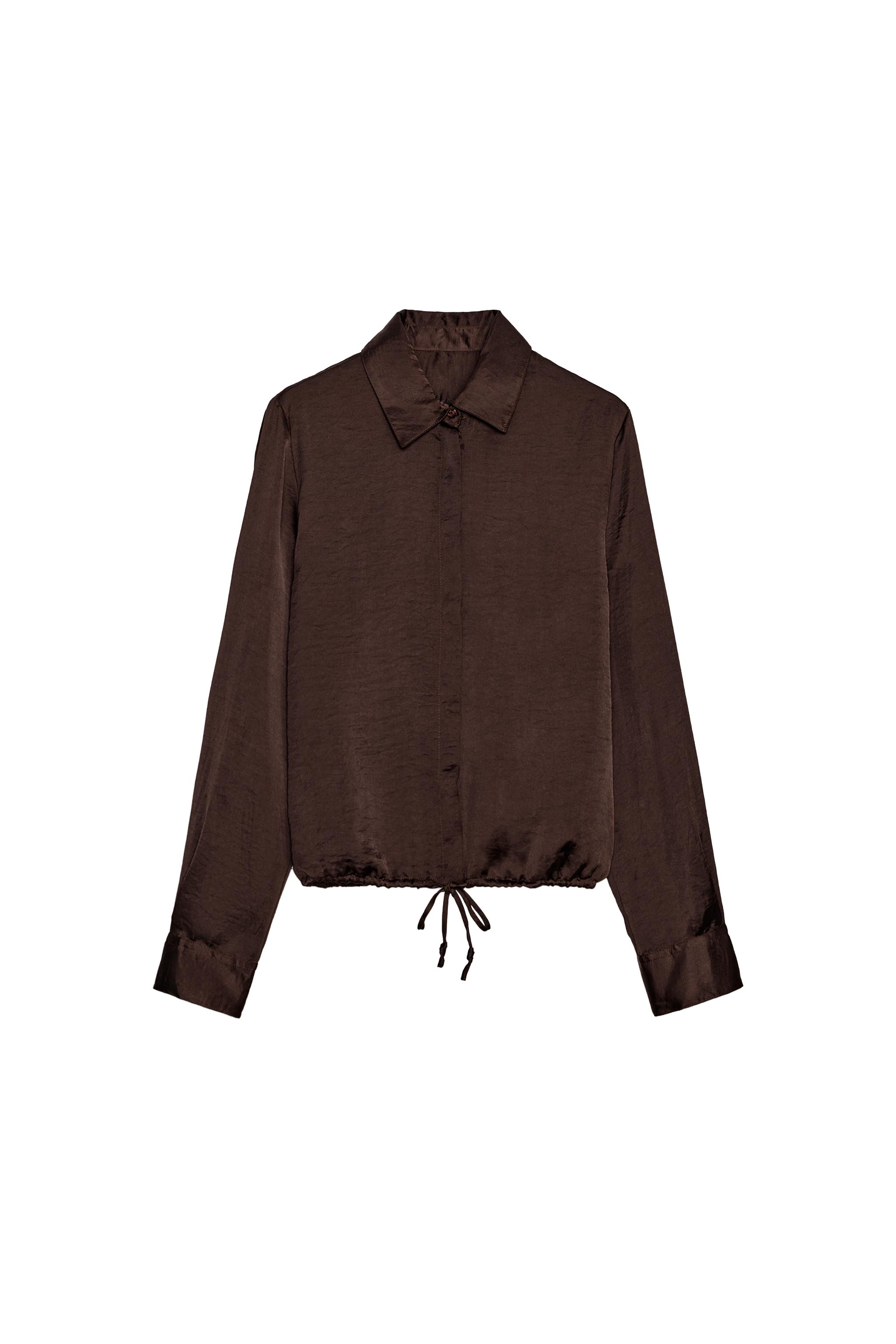 ZW COLLECTION サテンシャツ - ブラウン | ZARA Japan / 日本