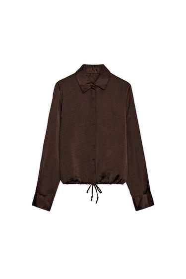 SATIN SHIRT ZW COLLECTION - Brown by Zara