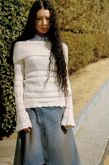 OPEN-KNIT JUMPER - Ecru by Zara