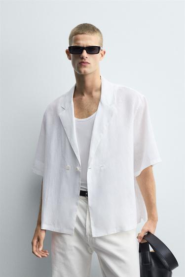 100% LINEN KIMONO SHIRT - White by Zara