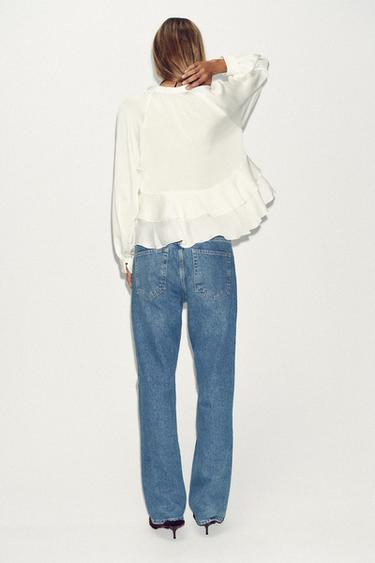BLOUSE À VOLANTS - Écru de Zara - Image 3