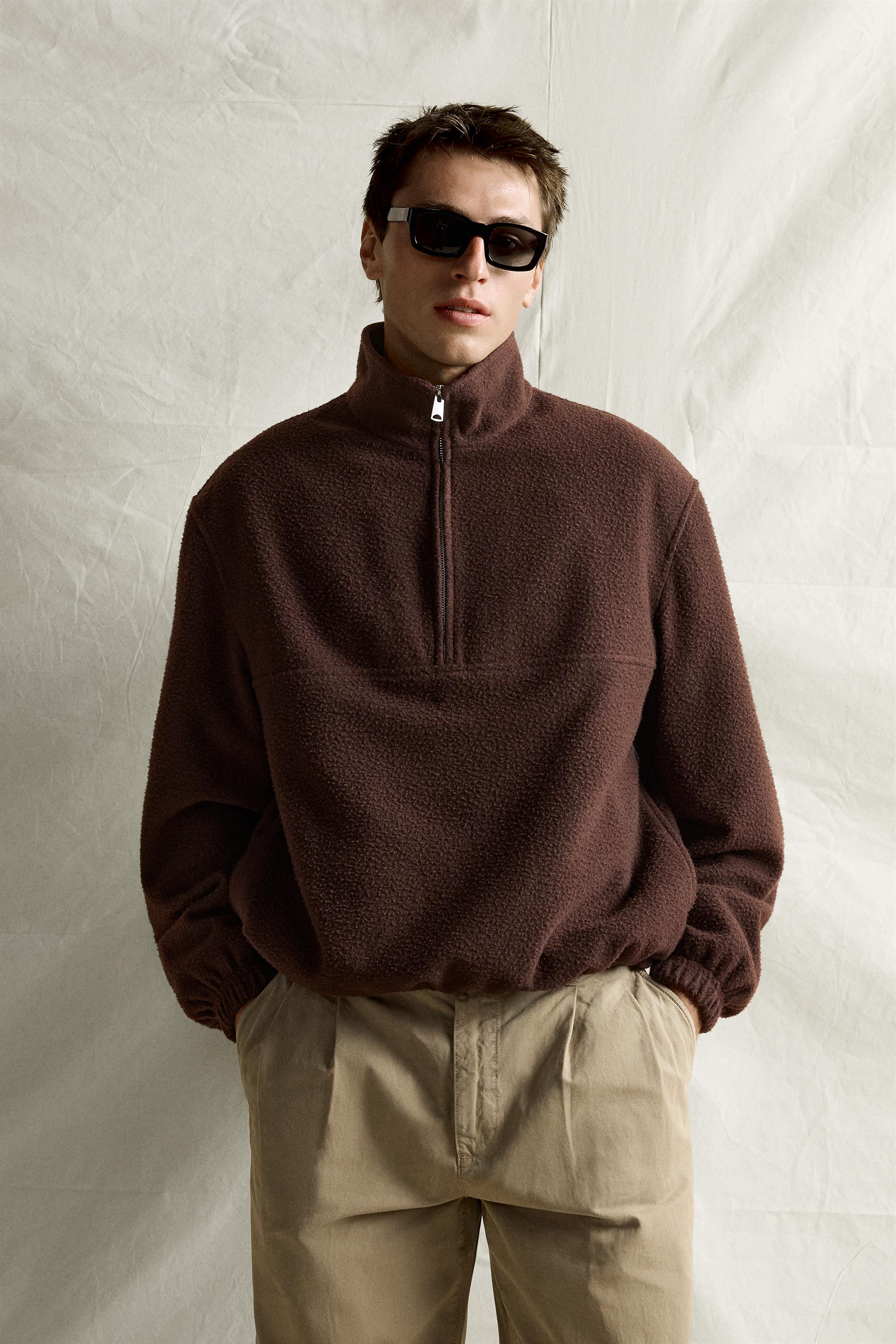 WOOL-BLEND KANGAROO JACKET - Dark plum | ZARA United States