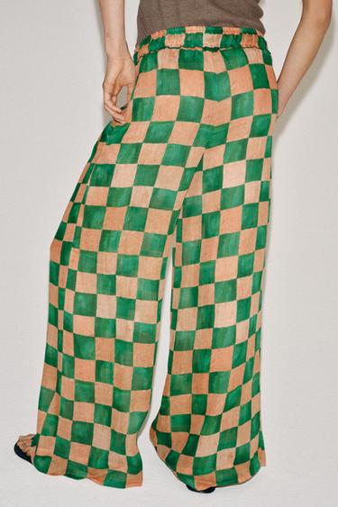 ZW COLLECTION RAMIE CHECK PALAZZO TROUSERS - Multicoloured by Zara - Image 2