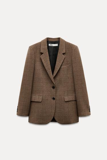 CHECKED WOOL BLAZER ZW COLLECTION - Brown by Zara