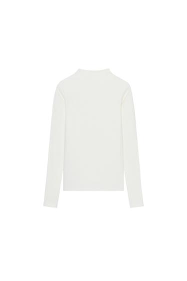 HIGH NECK T-SHIRT - Oyster-white by Zara