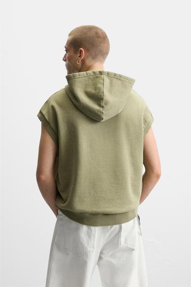 SWEAT DÉLAVÉ À CAPUCHE - Kaki foncé de Zara - Image 2