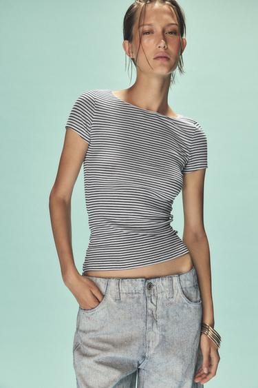 CAMISETA RAYAS - Azul / Blanco de Zara