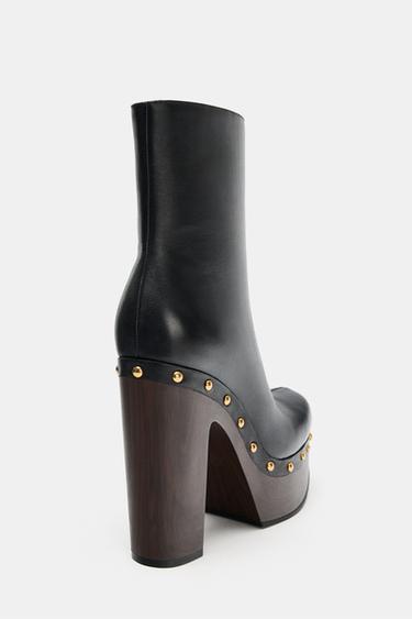 LEATHER PLATFORM ANKLE BOOTS - Black by Zara - Image 5