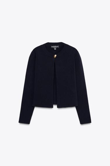KNIT CARDIGAN WITH GOLDEN BUTTONS - Navy blue by Zara