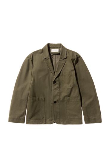 Zara WASHED COTTON BLAZER - Earth