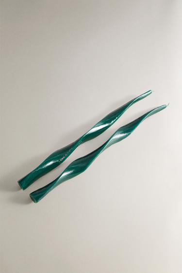 PACK OF SPIRAL CHRISTMAS CANDLES (PACK OF 2) - Green by Zara - Image 1