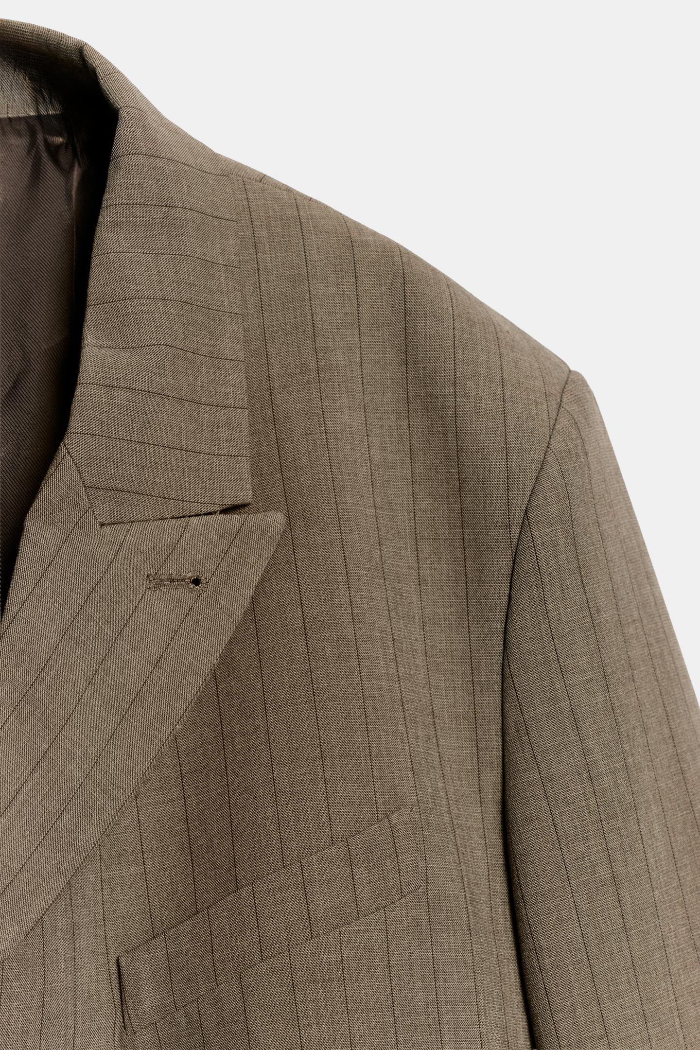 Женский пиджак Zara Oversized Pinstripe Blazer, цвет: Коричневый — фото 8
