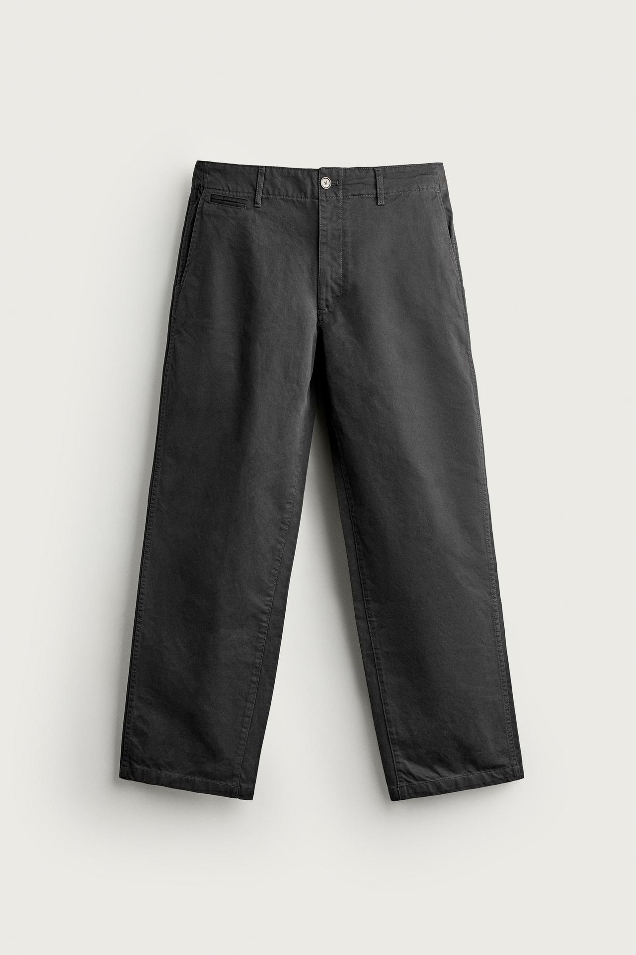 STRAIGHT FIT CHINO TROUSERS — Anthracite grey