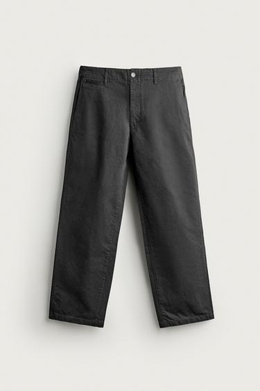 STRAIGHT-LEG CHINO TROUSERS - Anthracite grey by Zara