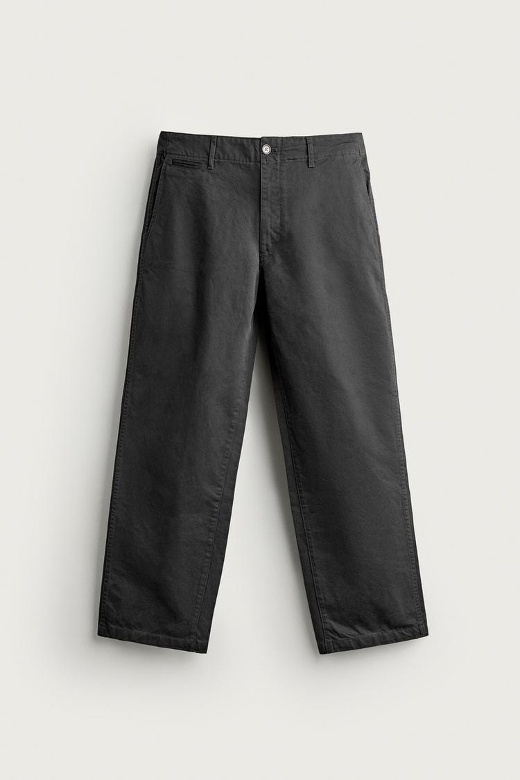 STRAIGHT FIT CHINO TROUSERS — Anthracite grey