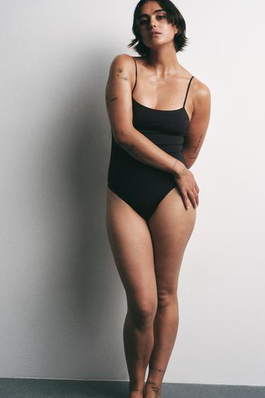 STRAPPY POLYAMIDE BODYSUIT - Black by Zara