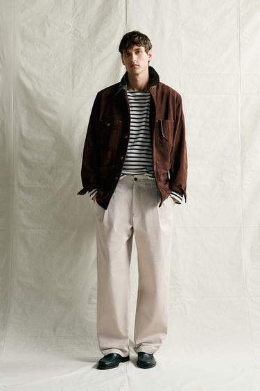 RELAXED FIT PLEATED CHINO TROUSERS - Light beige by Zara