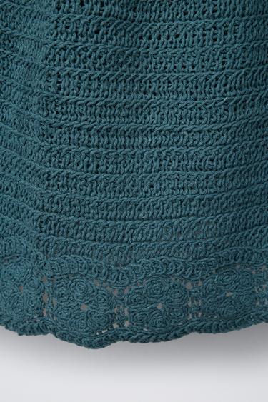 FLORAL CROCHET KNIT SKIRT - Duck blue by Zara - Image 3