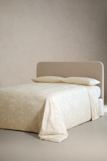 PAISLEY PRINT SATEEN FLAT SHEET - Ecru by Zara - Image 1
