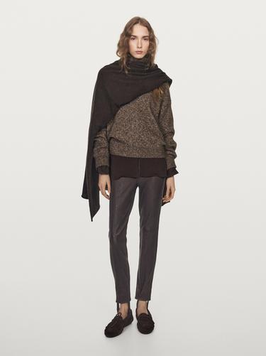 Zara Nappa leather leggings with elasticated detail - Brown