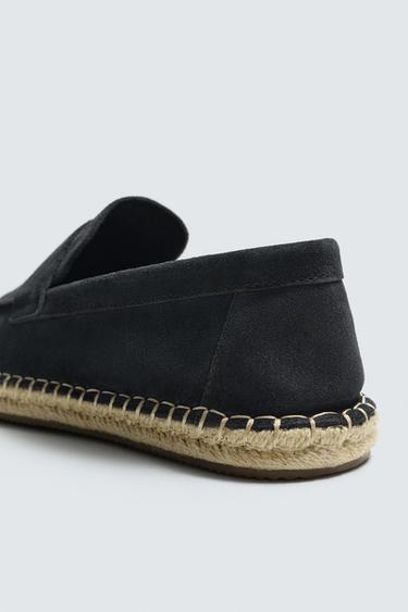 LEATHER LOAFER ESPADRILLES - Navy Blue by Zara - Image 5