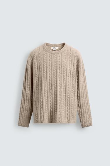 PULL STRUCTURE TORSADÉE - Marron clair de Zara