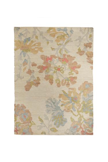 TAPPETO IN IUTA CON FIORI - Beige chiaro di Zara