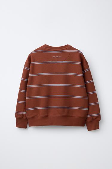STRIPED SWEATSHIRT WITH SLOGAN - striped by Zara - Image 1