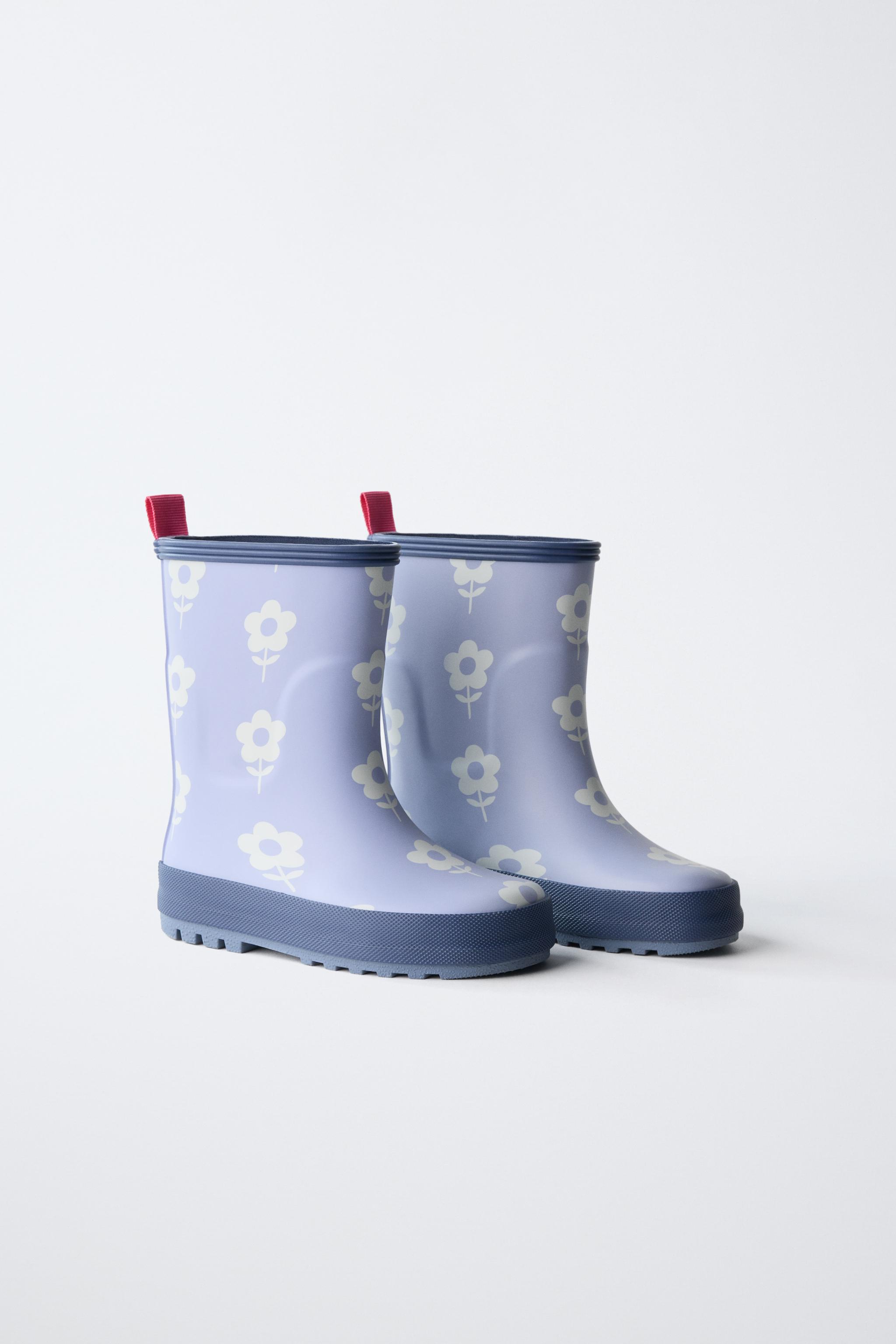 FLORAL RAIN BOOTS — Blue