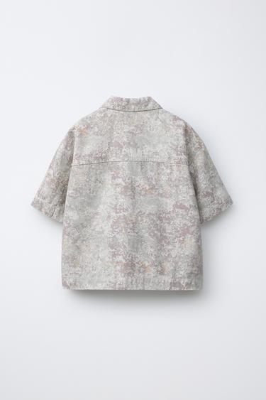 CHEMISE EN SERGÉ IMPRIMÉE - Écru de Zara - Image 1