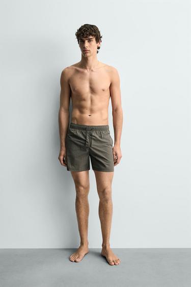 BAÑADOR MEDIO RAYAS - Khaki de Zara - Imagen 0