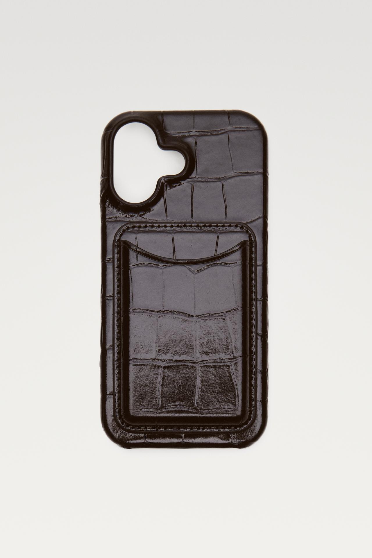 Textured Nappa leather iPhone 17 case — Brown