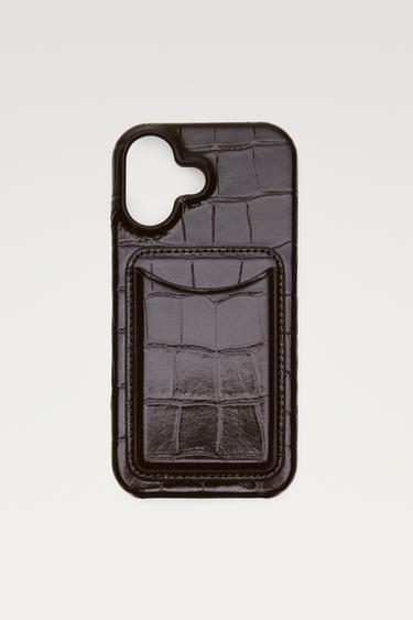Textured Nappa leather iPhone 17 case — Brown 1