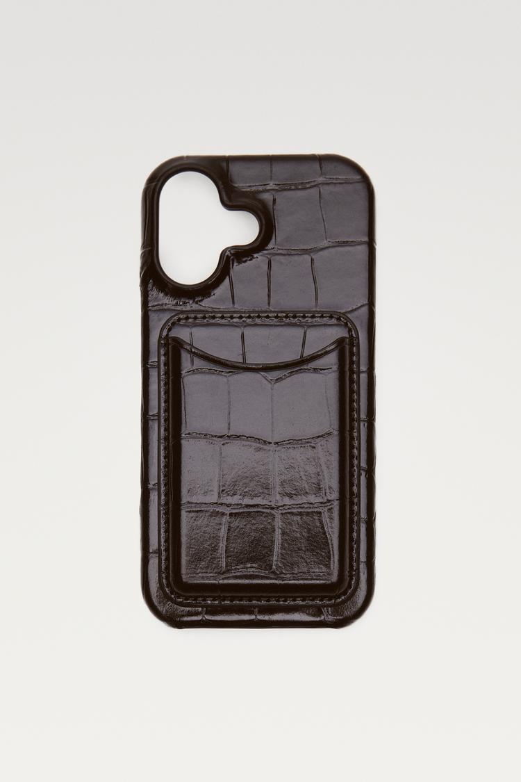 Textured Nappa leather iPhone 17 case — Brown