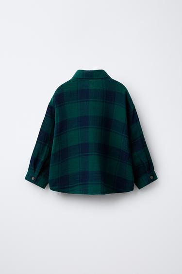 TEXTURED CHECK SHIRT - Blue / Green by Zara - Image 1