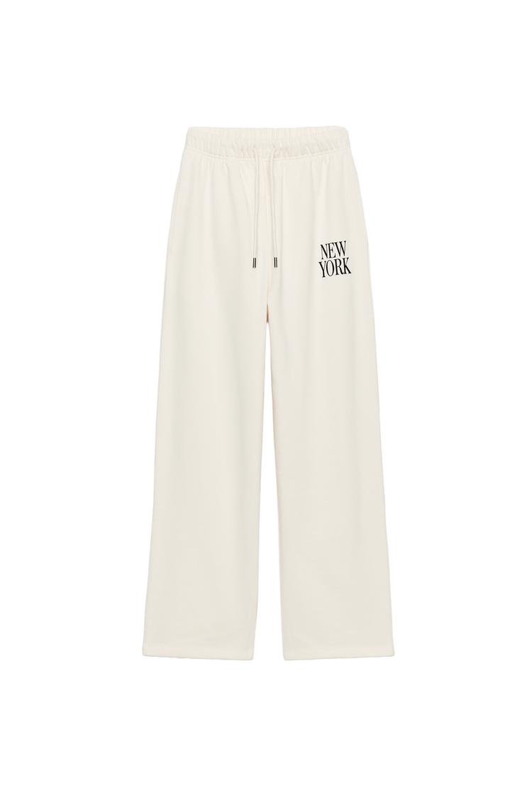 STRAIGHT FIT TEXT TROUSERS
