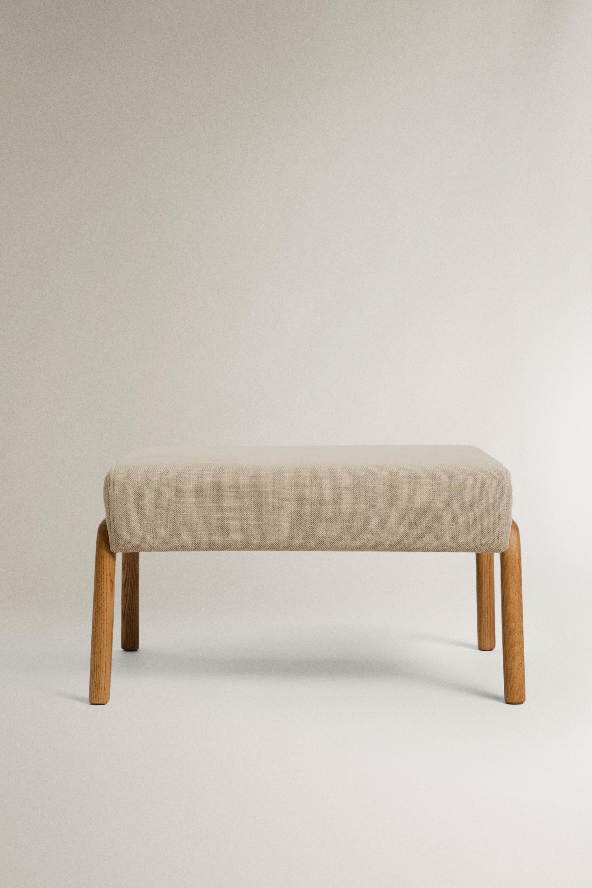 ASH WOOD AND LINEN FOOTREST STOOL - Light beige | ZARA United Kingdom
