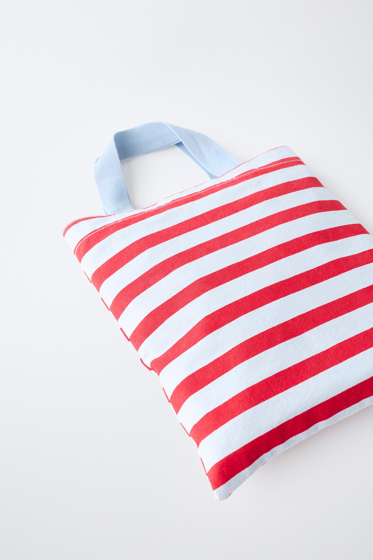 STRIPED PRINT BAG — Blue