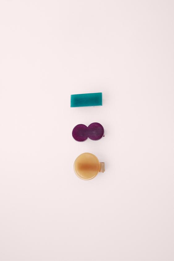 PACK OF 3 SHAPED HAIR CLIPS CREATED BY CARAMEL LONDON X zara - Mustard by Zara - Image 0
