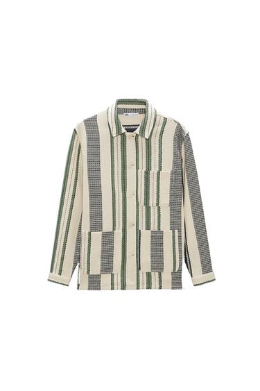 STRIPED TEXTURED OVERSHIRT