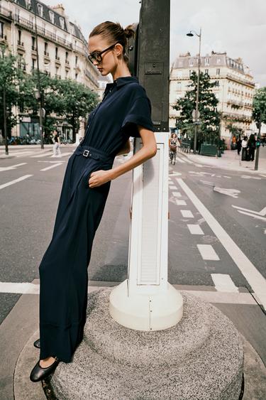 CREPE JUMPSUIT - Navy blue by Zara - Image 3