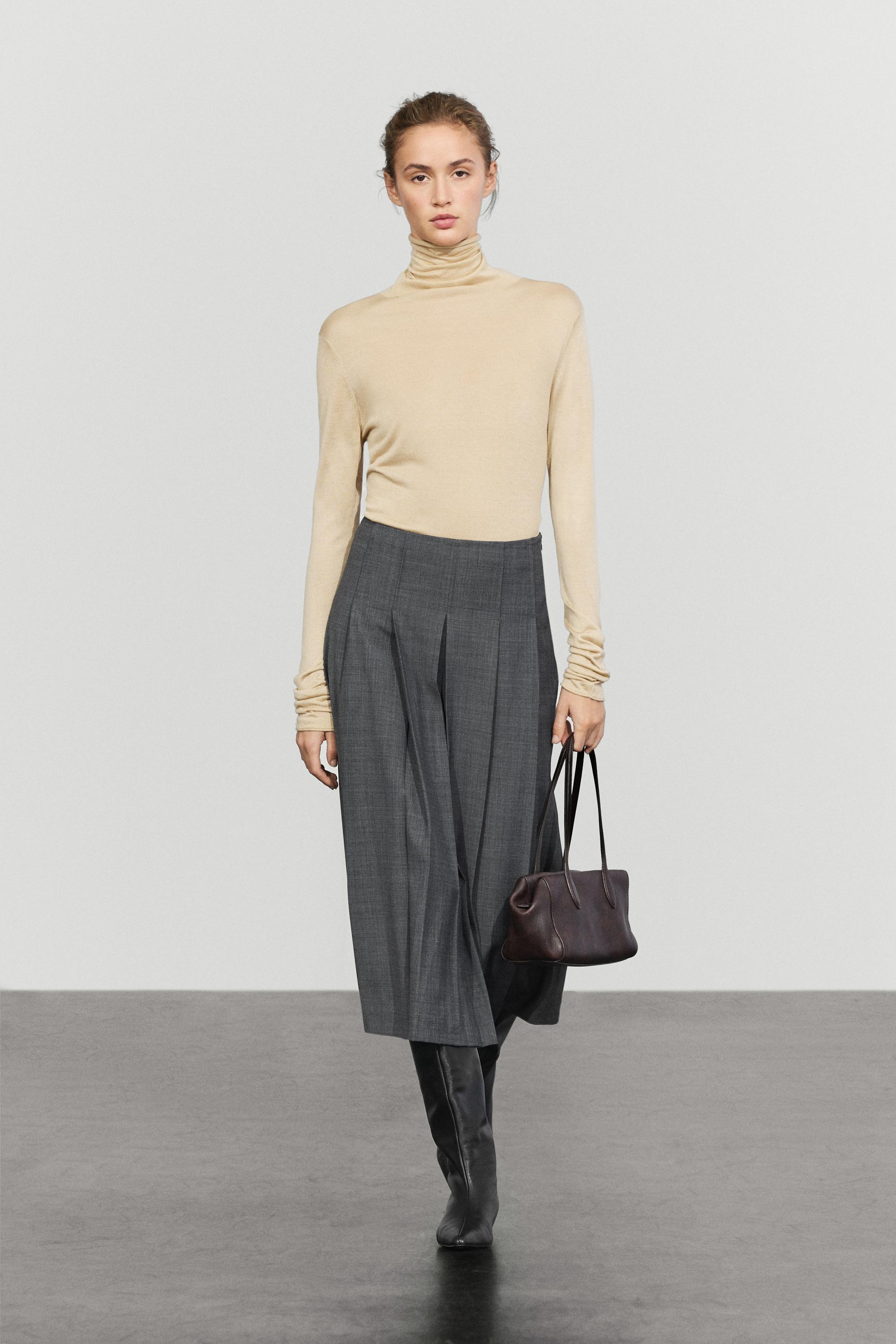 Pleated wool-blend midi skirt - 205 | ZARA United States