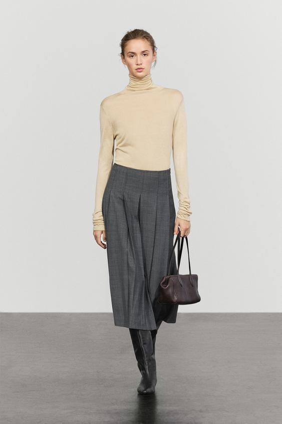 Jupe midi plissée en laine mélangée - 205 de Zara - Image 0